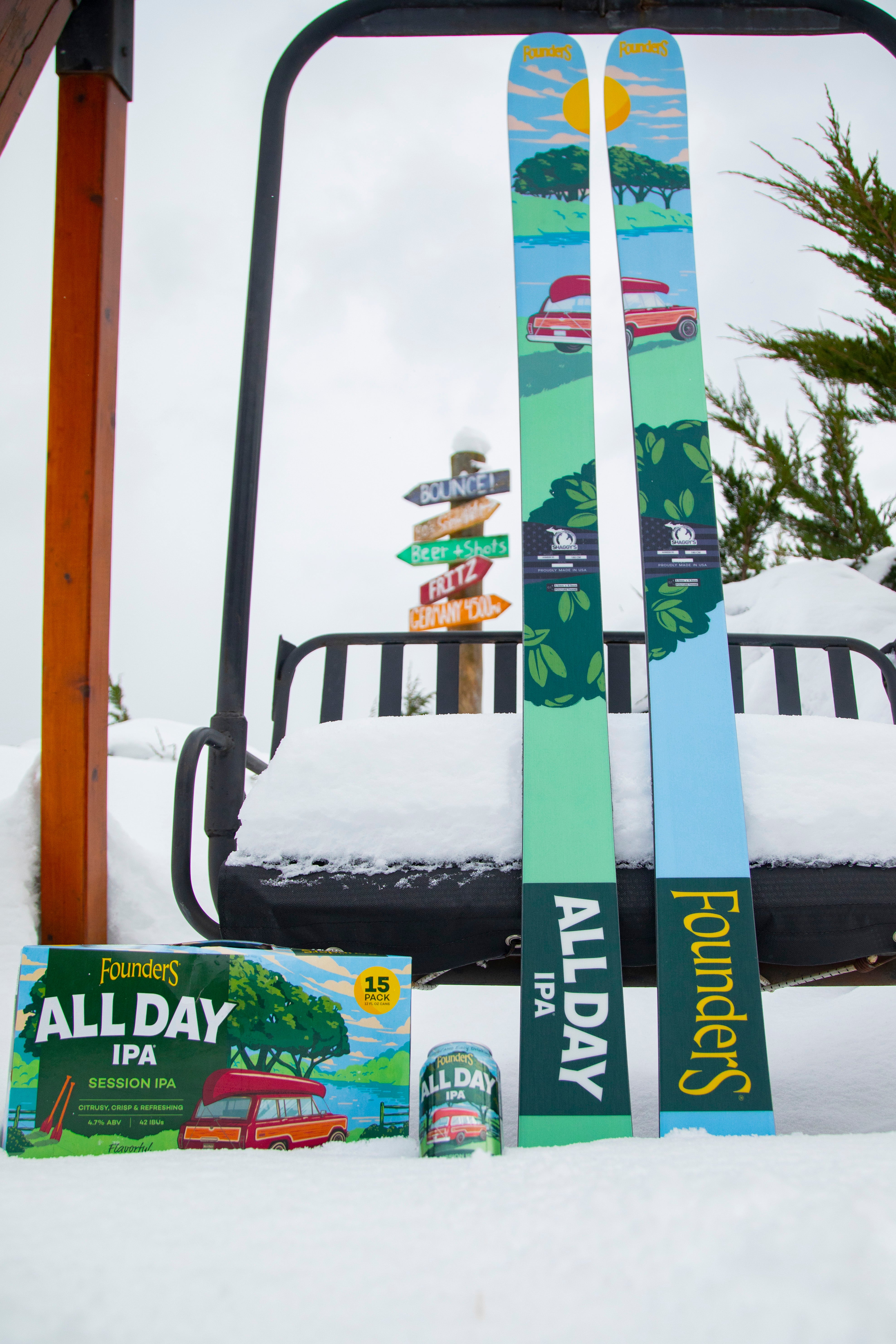 Custom Founders All Day IPA Skis - Custom Beer Graphic Skis - Beer Skis