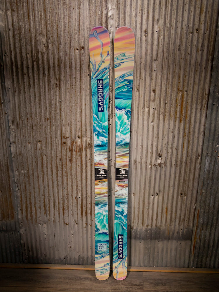 Custom Skis with Wave artwork by Mary Bea